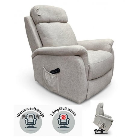 Nostoavusteinen RubinAir Recliner, senior kangaslepotuoli